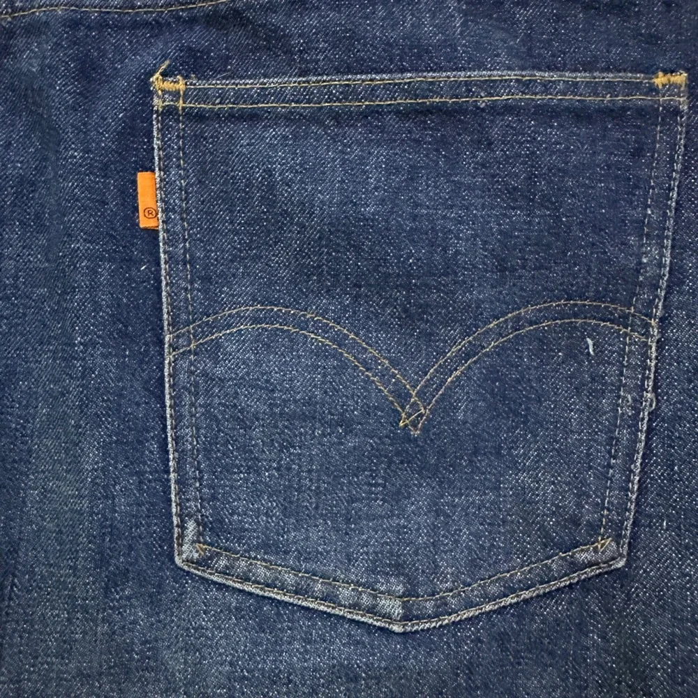Vintage 70s Levis 646 Orange Tab Bell Bottom Jeans Talon 42 Dark Wash 40x29